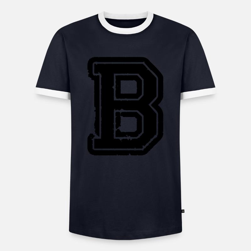 B Buchstabe - Männer Kontrast-T-Shirt - Navy/Weiß 