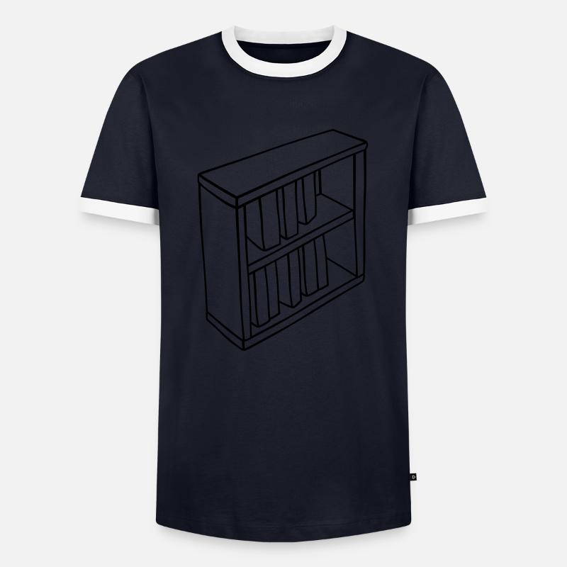 Bookcase Clipart Design - Men's Ringer Shirt - navy/white 