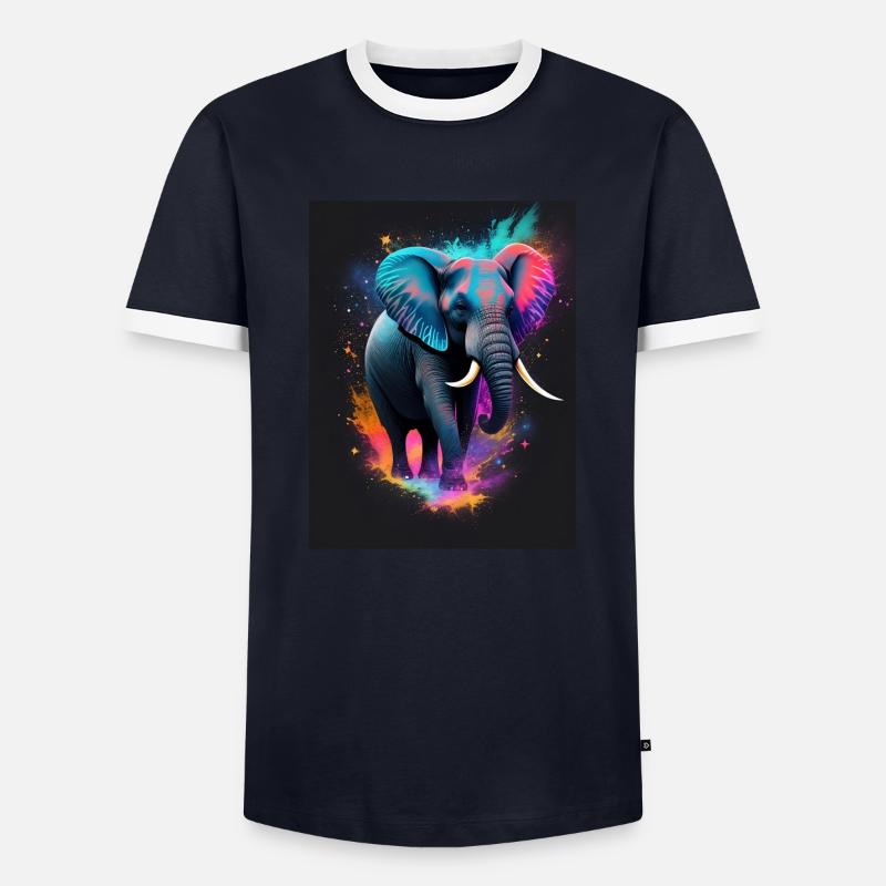 Elephant Galaxy - Männer Kontrast-T-Shirt - Navy/Weiß 
