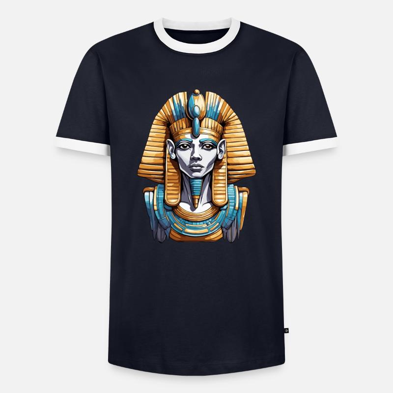 Egypt / Pharaoh / Mummies / Hieroglyphics / Sphinx - Men's Ringer Shirt - navy/white