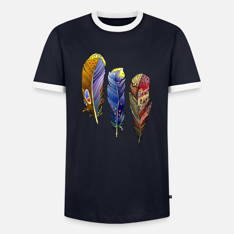 Feder - Männer Kontrast-T-Shirt - Navy/Weiß 