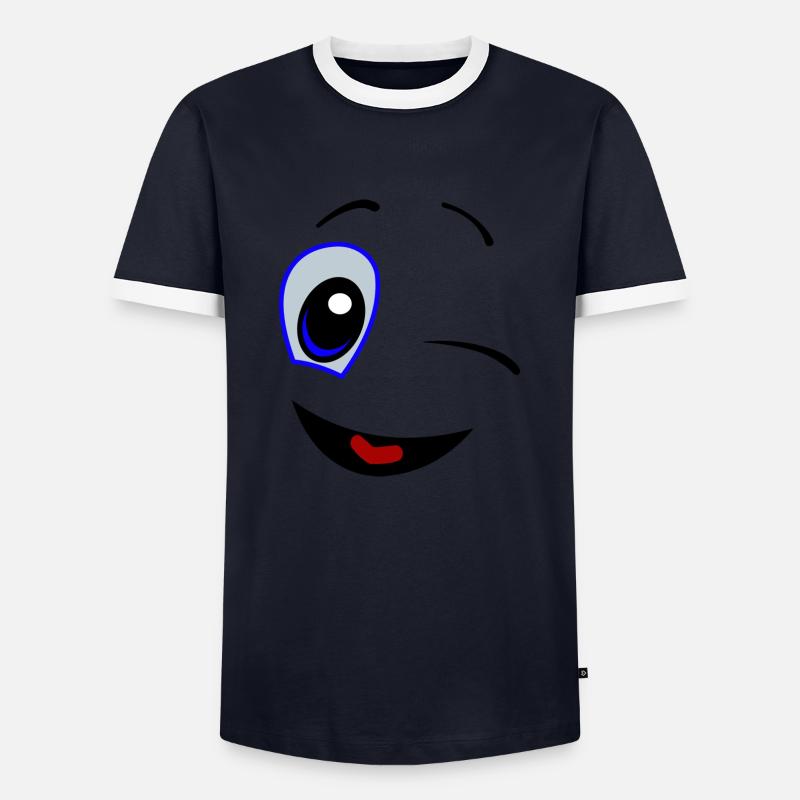 Smiley - Men's Ringer Shirt - navy/white 