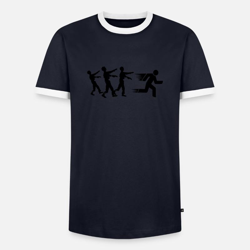 Run From Zombies - Männer Kontrast-T-Shirt - Navy/Weiß