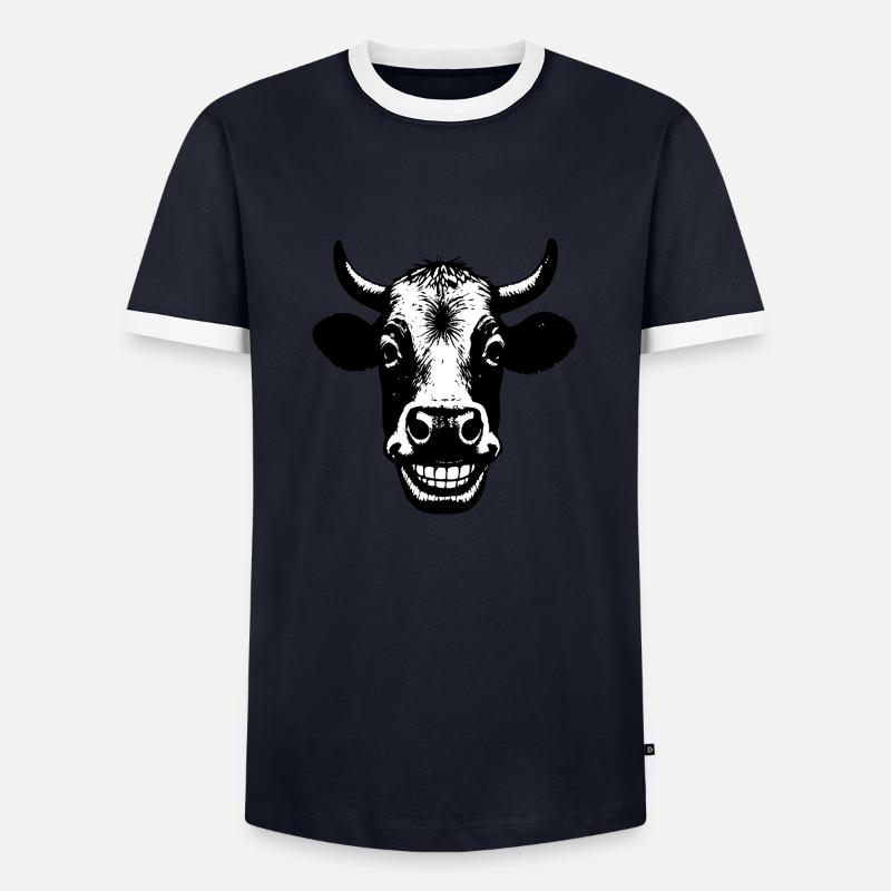 Grinning Cow - Men's Ringer Shirt - navy/white 