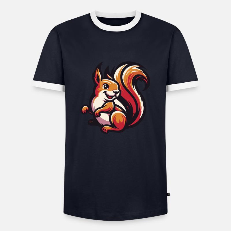 Rotes Eichhörnchen Grace - Männer Kontrast-T-Shirt - Navy/Weiß