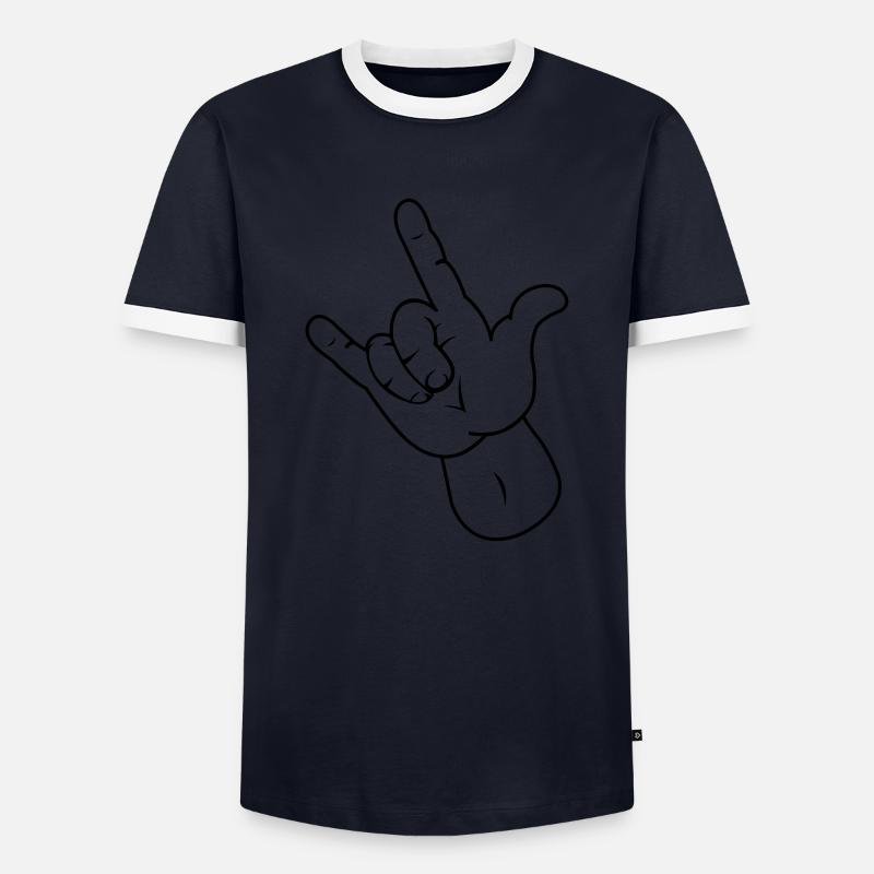 hand - Männer Kontrast-T-Shirt - Navy/Weiß 