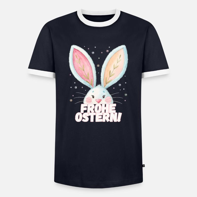 Happy Easter! Cute Easter Bunny - Men's Ringer Shirt - navy/white 