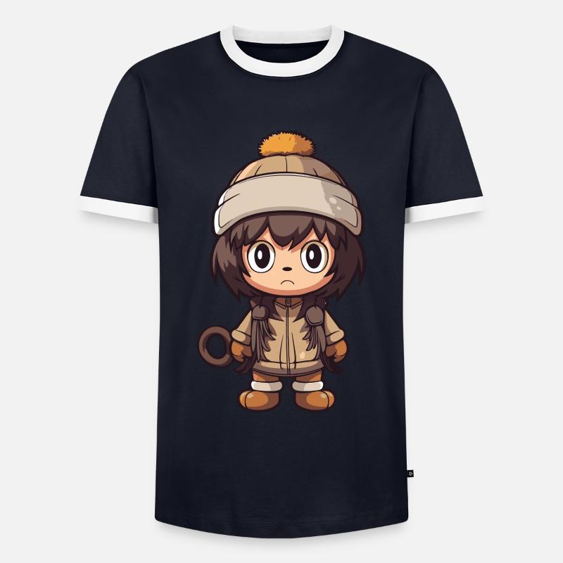 Monkey Winter Comic - Men's Ringer Shirt - navy/white 