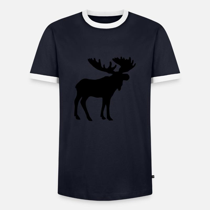 Elch - Männer Kontrast-T-Shirt - Navy/Weiß 