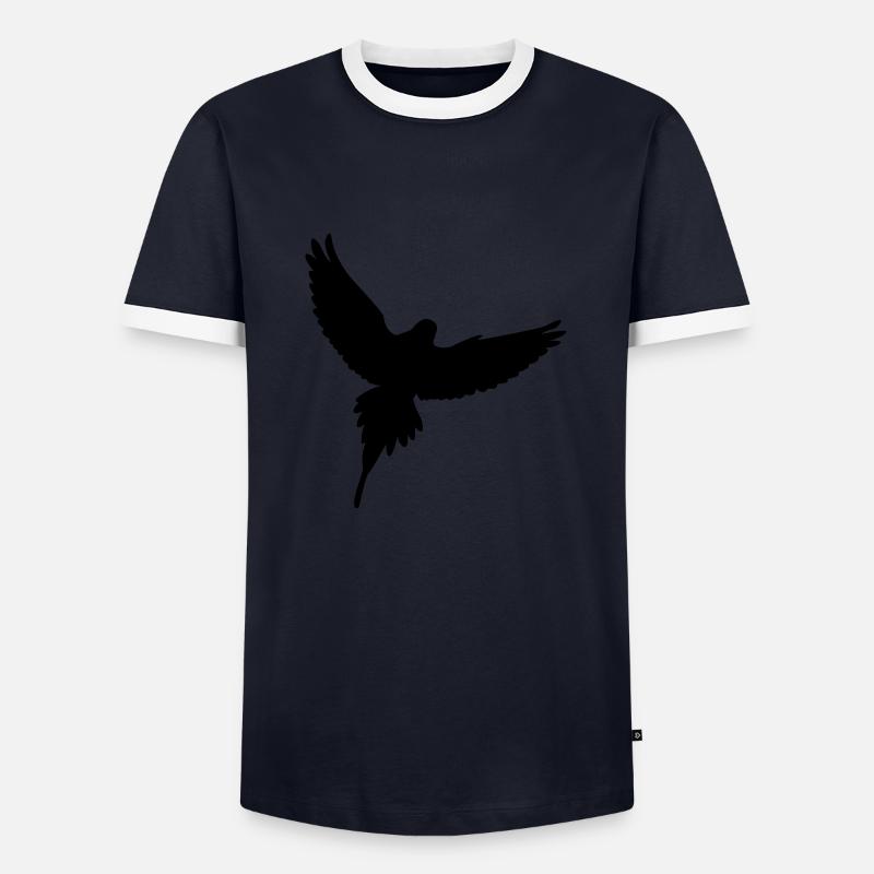 Vogel - Männer Kontrast-T-Shirt - Navy/Weiß