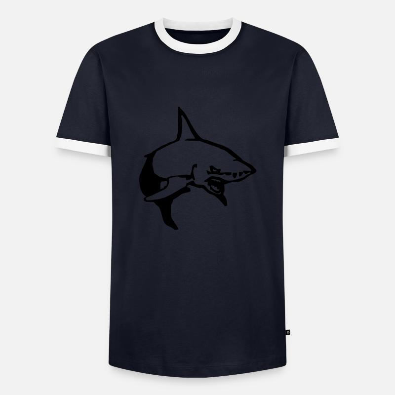 shark_small - Männer Kontrast-T-Shirt - Navy/Weiß 