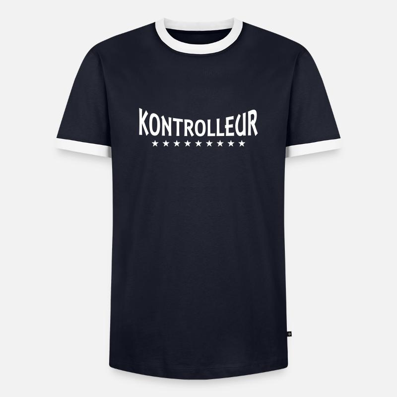 Controller + Dein Text - Men's Ringer Shirt - navy/white 