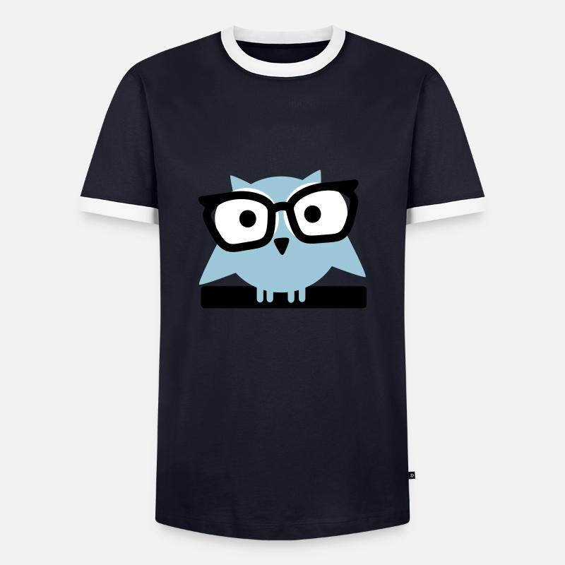 Eule mit Brille - Männer Kontrast-T-Shirt - Navy/Weiß