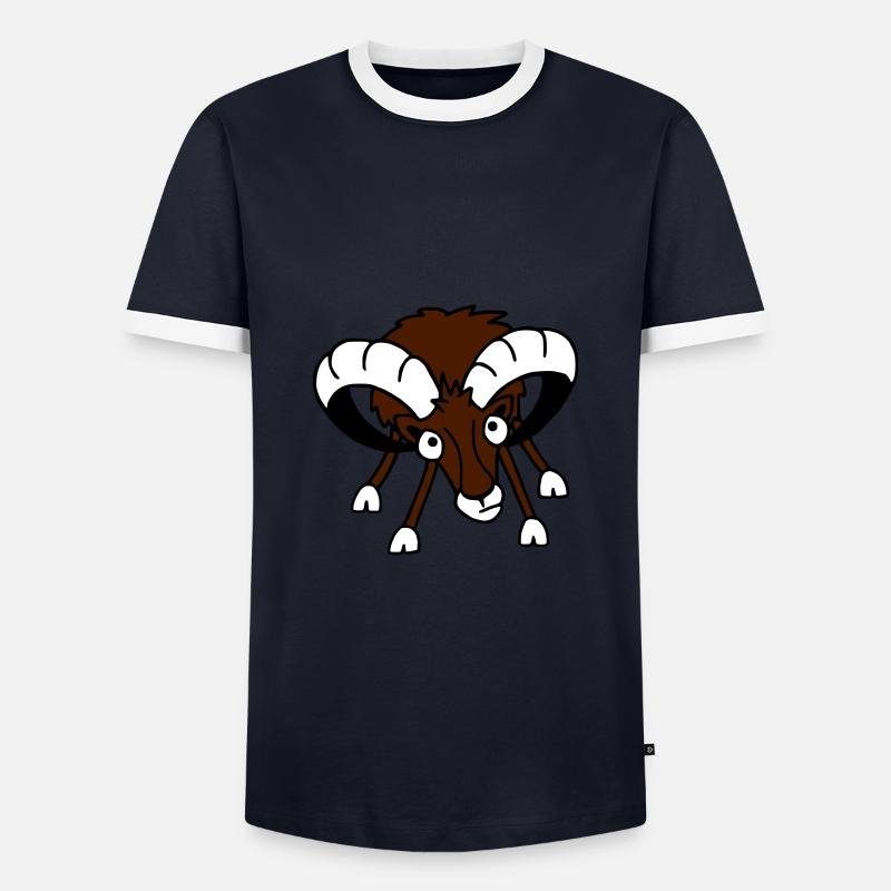 Mufflon - Männer Kontrast-T-Shirt - Navy/Weiß