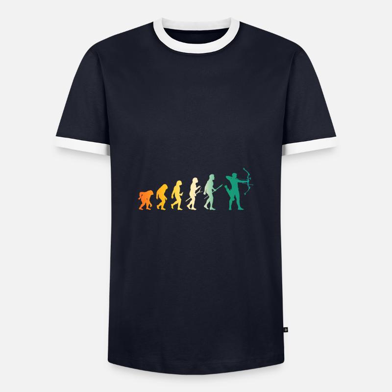 Bogenschütze Evolution Bogenschießen - Männer Kontrast-T-Shirt - Navy/Weiß 