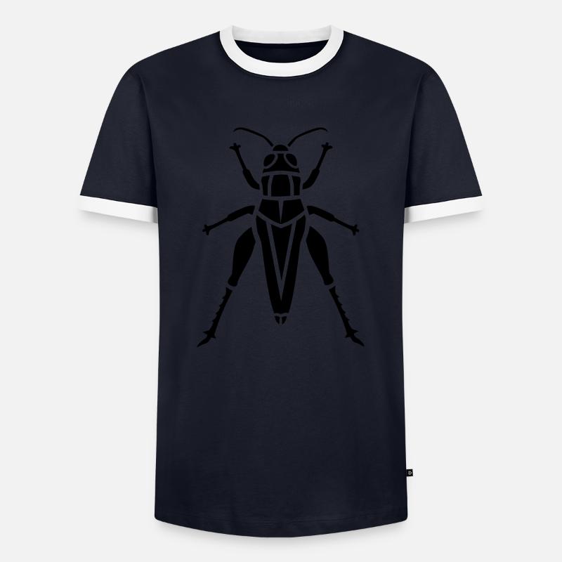 Insect - grasshopper - Men's Ringer Shirt - navy/white 