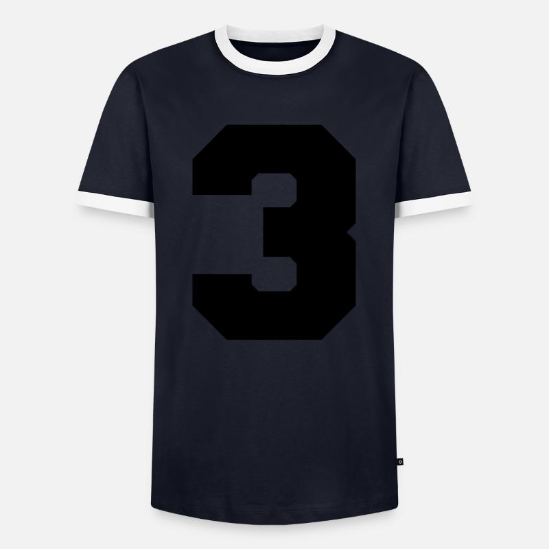 3 - Männer Kontrast-T-Shirt - Navy/Weiß 