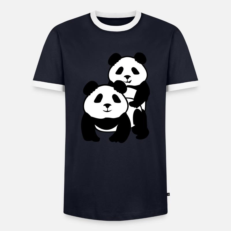 Panda Style - Männer Kontrast-T-Shirt - Navy/Weiß 