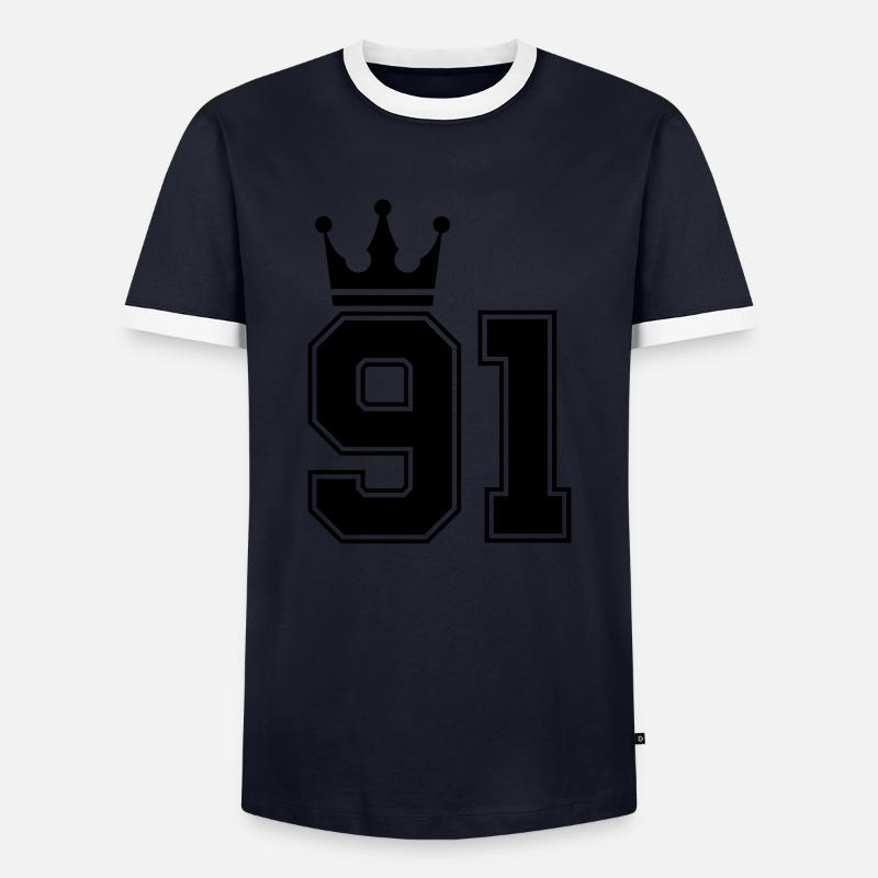 91 Crowns - Men's Ringer Shirt - navy/white 