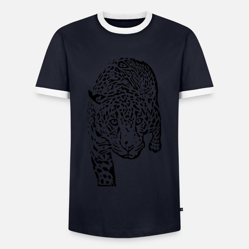 leopard schwarz schwarzer Leopard - Männer Kontrast-T-Shirt - Navy/Weiß 
