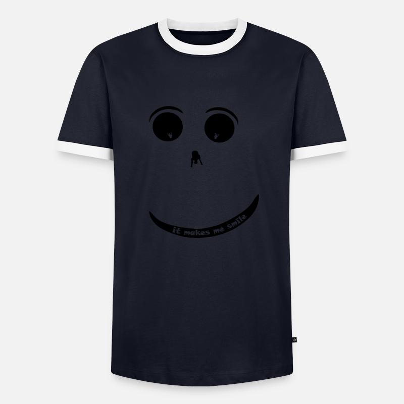Paraglider Smiley - Men's Ringer Shirt - navy/white 