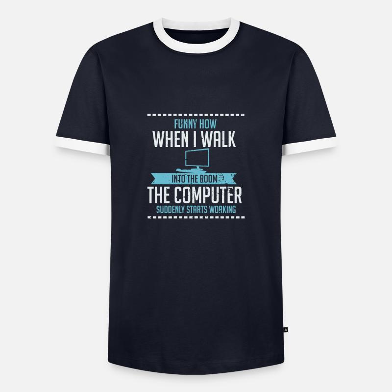 Computer Geek Shirt: Tech Support I Software - Men's Ringer Shirt - navy/white