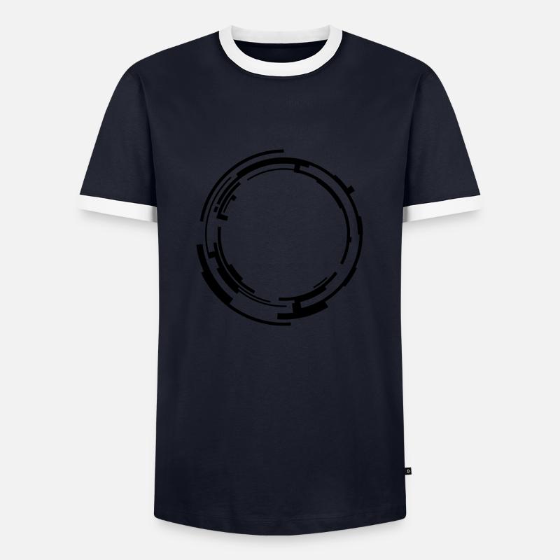 HUD Circle 3 - Männer Kontrast-T-Shirt - Navy/Weiß 