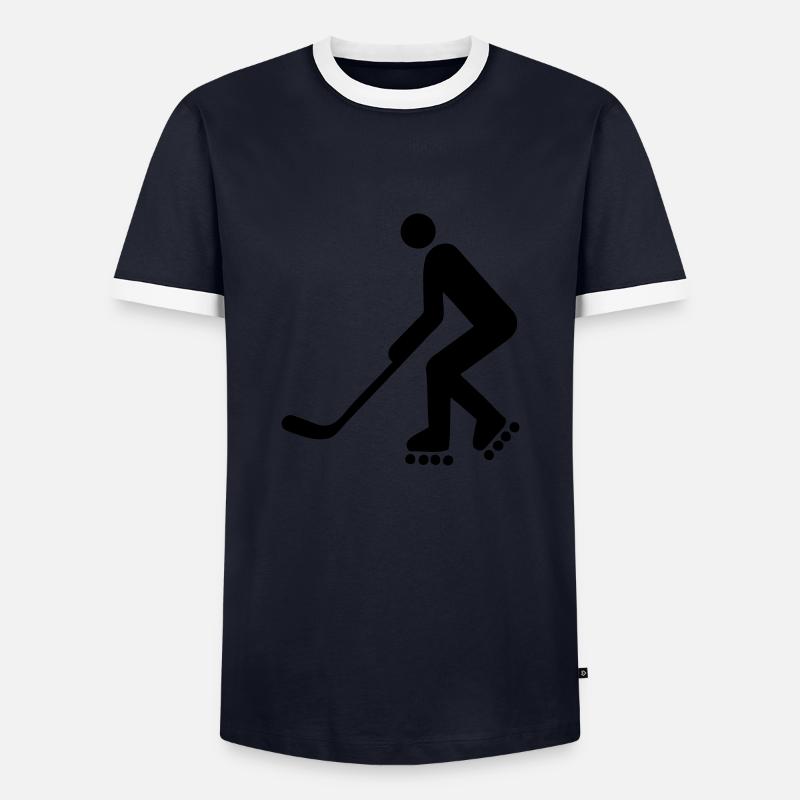 inline hockey inline Silhouette Logo - Männer Kontrast-T-Shirt - Navy/Weiß 