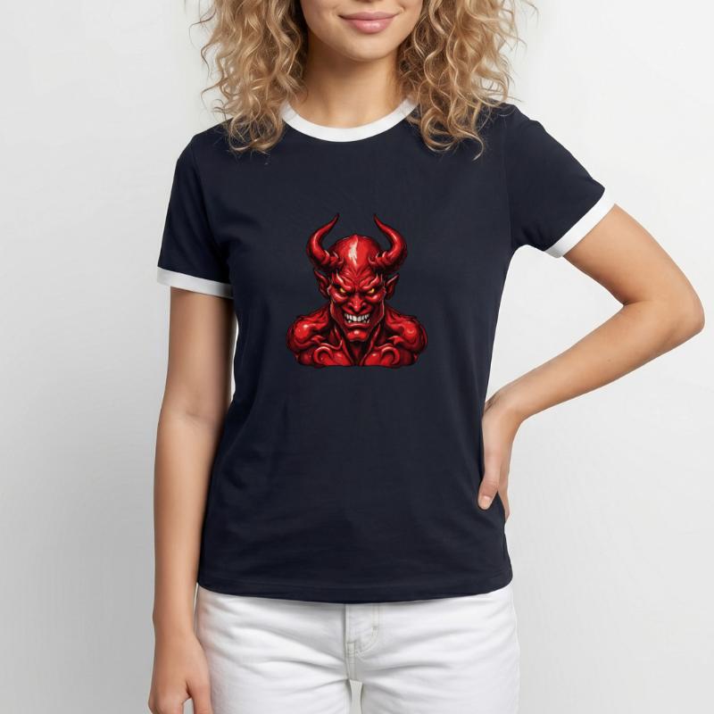 Devil / Hell / Horror / Devilish / Evil Men's Ringer Shirt