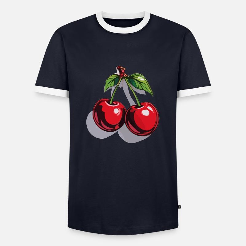 Red Cherry Cherries Cherries Cherry - Men's Ringer Shirt - navy/white 