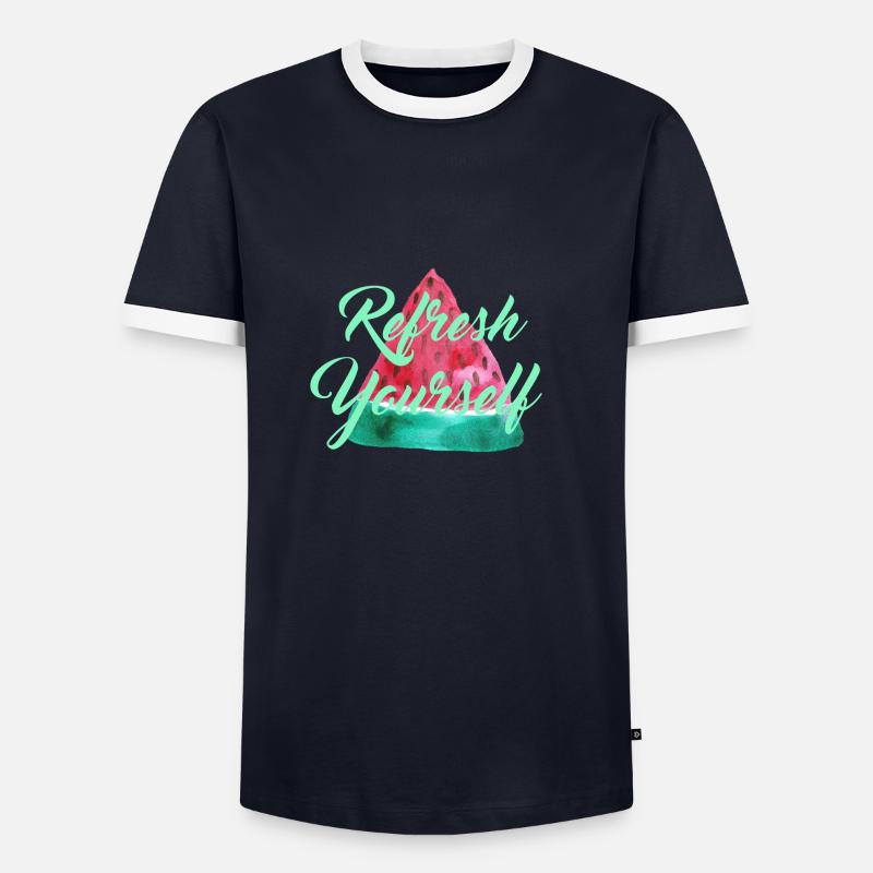 Wassermelone "Refresh Yourself" - Männer Kontrast-T-Shirt - Navy/Weiß 
