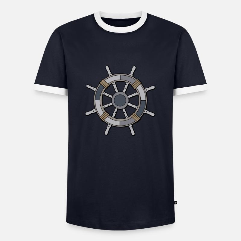 Schiffshelm - Männer Kontrast-T-Shirt - Navy/Weiß