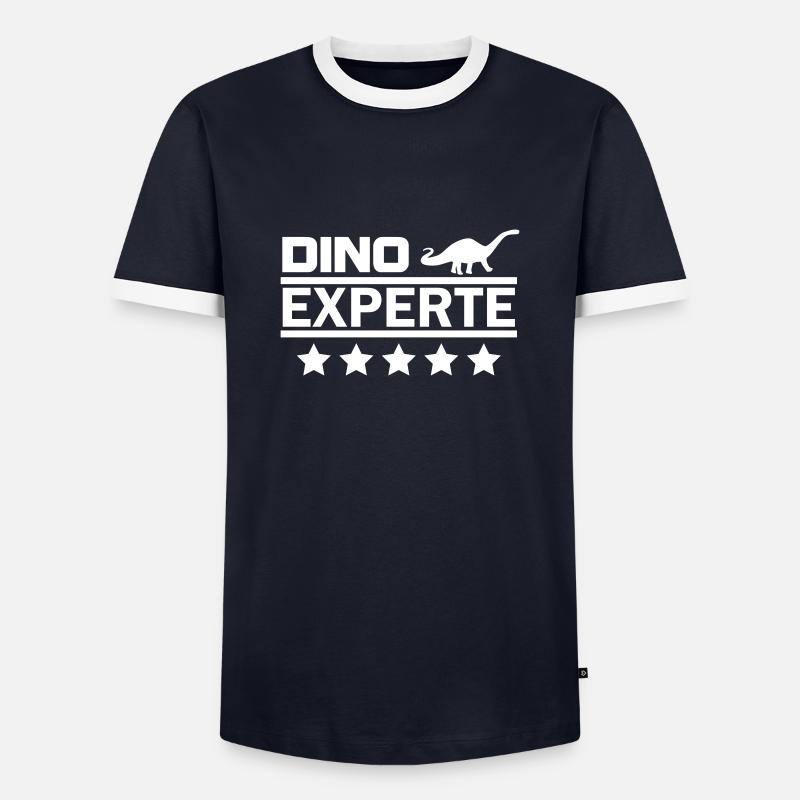 dino experte - Männer Kontrast-T-Shirt - Navy/Weiß 