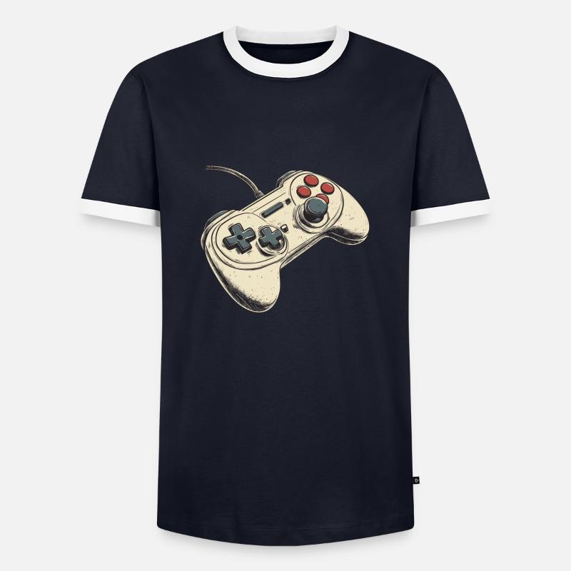 Videospiel-Controller, Gamepad-Symbol, Logo - Männer Kontrast-T-Shirt - Navy/Weiß
