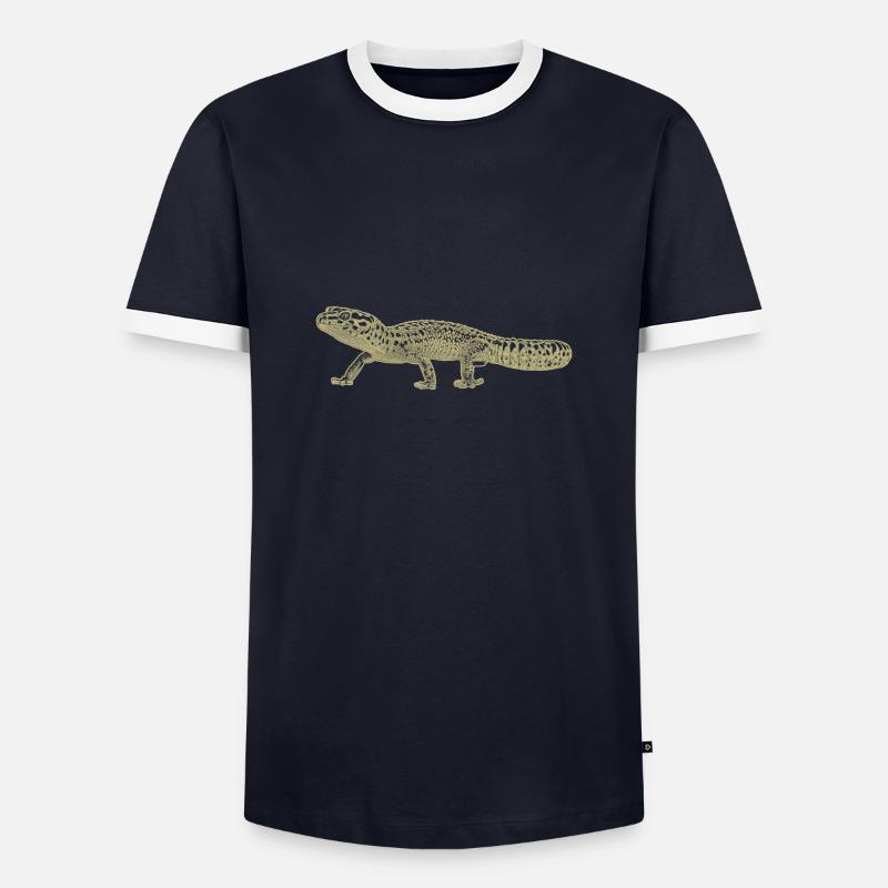 Leopardengecko - Männer Kontrast-T-Shirt - Navy/Weiß 