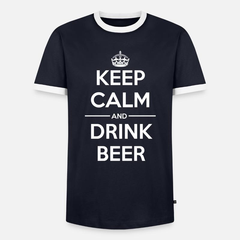 Drinks Keep calm Beer - Men's Ringer Shirt - navy/white