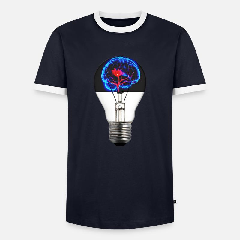 Brain bulb ideas - Men's Ringer Shirt - navy/white 
