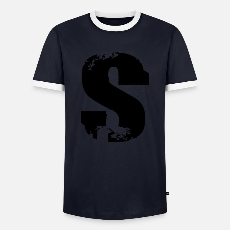 S - Buchstabe - Männer Kontrast-T-Shirt - Navy/Weiß 