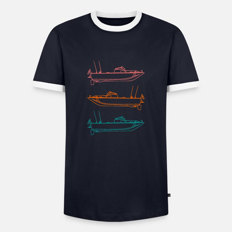 Boot - Männer Kontrast-T-Shirt - Navy/Weiß 