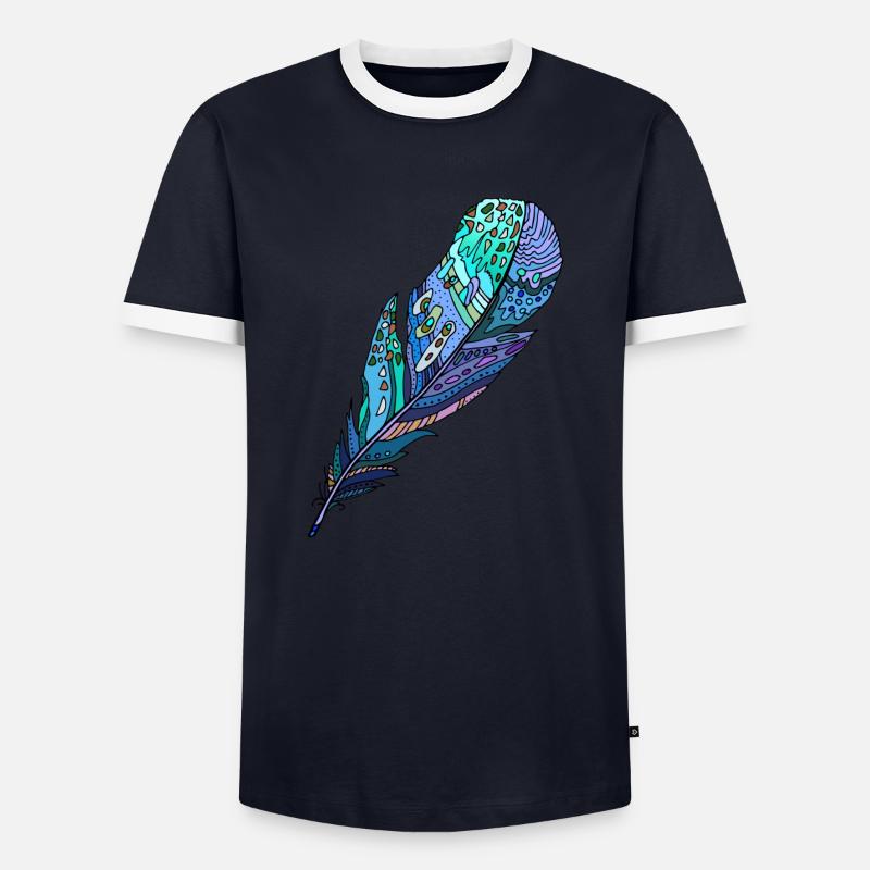 Feder - Männer Kontrast-T-Shirt - Navy/Weiß