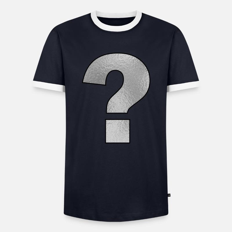 Satzzeichen Fragezeichen Silber - Männer Kontrast-T-Shirt - Navy/Weiß