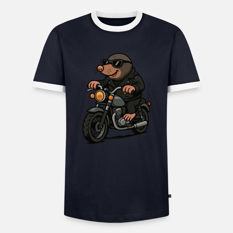 Mole Motorcycle - Men's Ringer Shirt - navy/white
