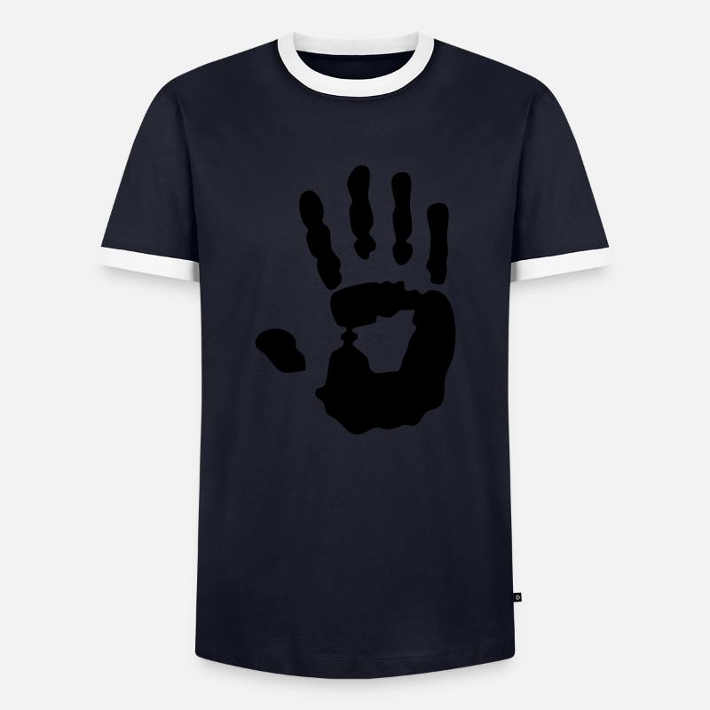 empreinte de main - T-shirt contrasté Homme - marine/blanc