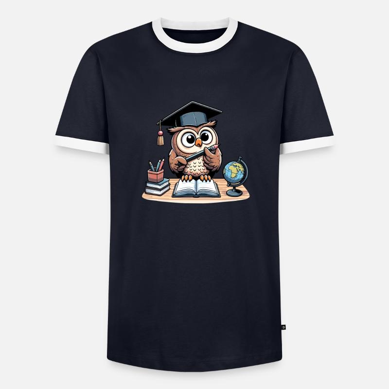 Lernen Eule - Männer Kontrast-T-Shirt - Navy/Weiß 