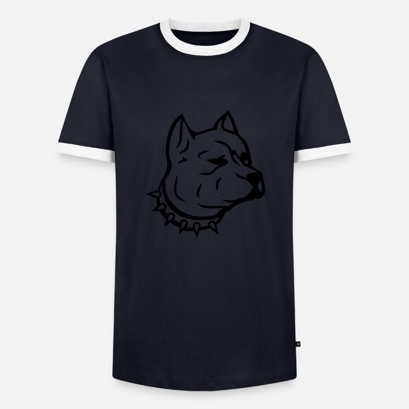 pit_dog_c1 - Männer Kontrast-T-Shirt - Navy/Weiß