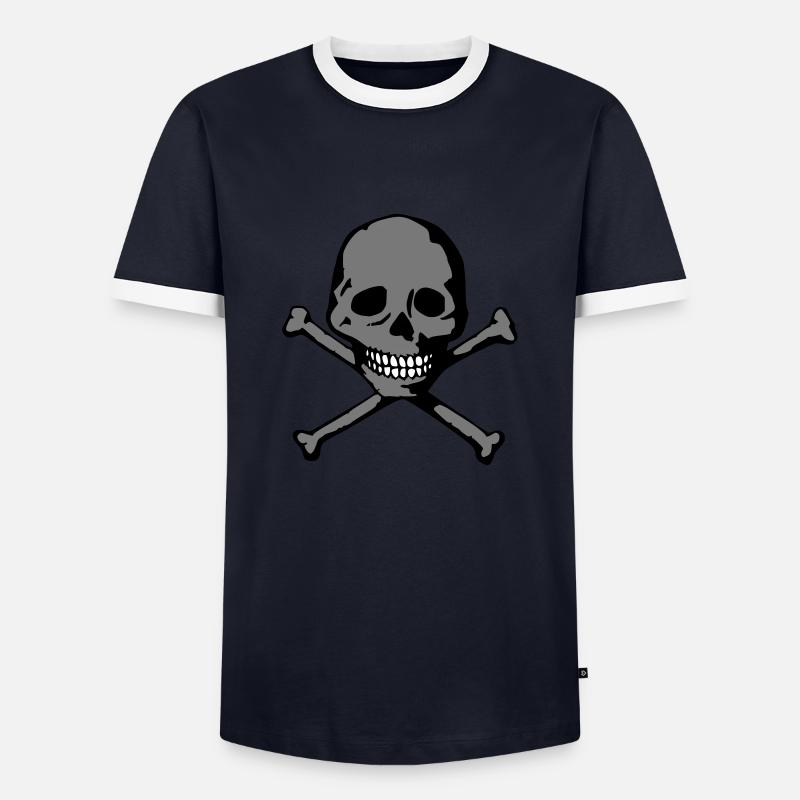Skull (white teeth) - Men's Ringer Shirt - navy/white