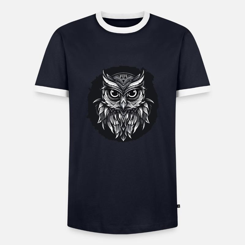 Eule - Männer Kontrast-T-Shirt - Navy/Weiß 