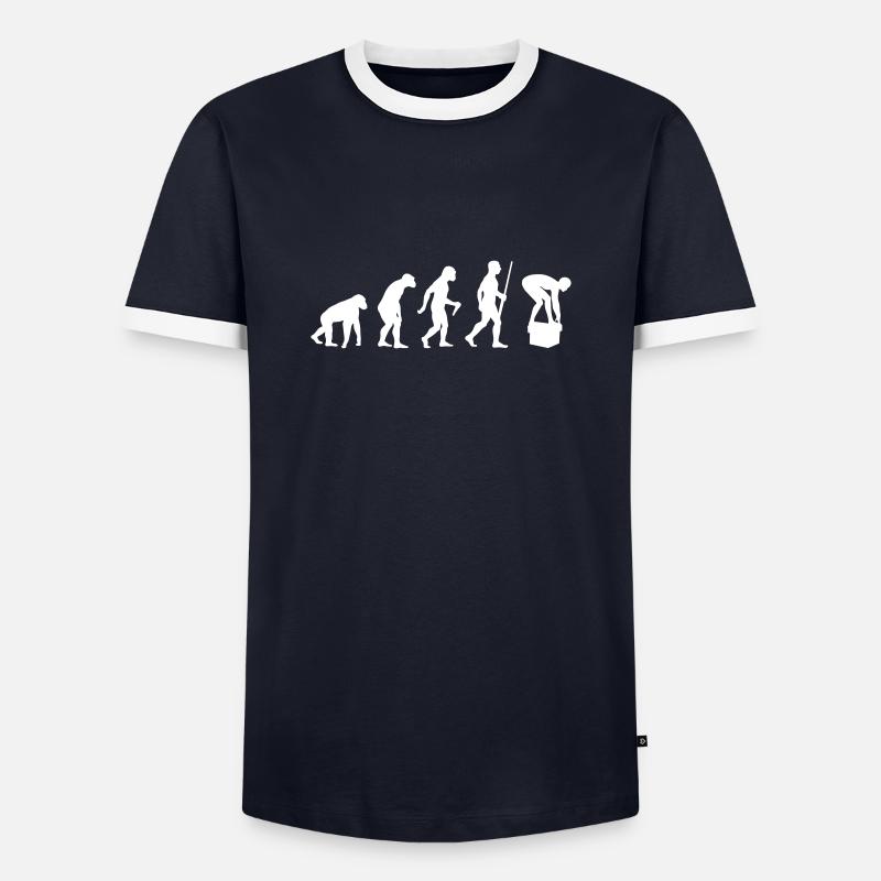Swimming Evolution - Männer Kontrast-T-Shirt - Navy/Weiß 