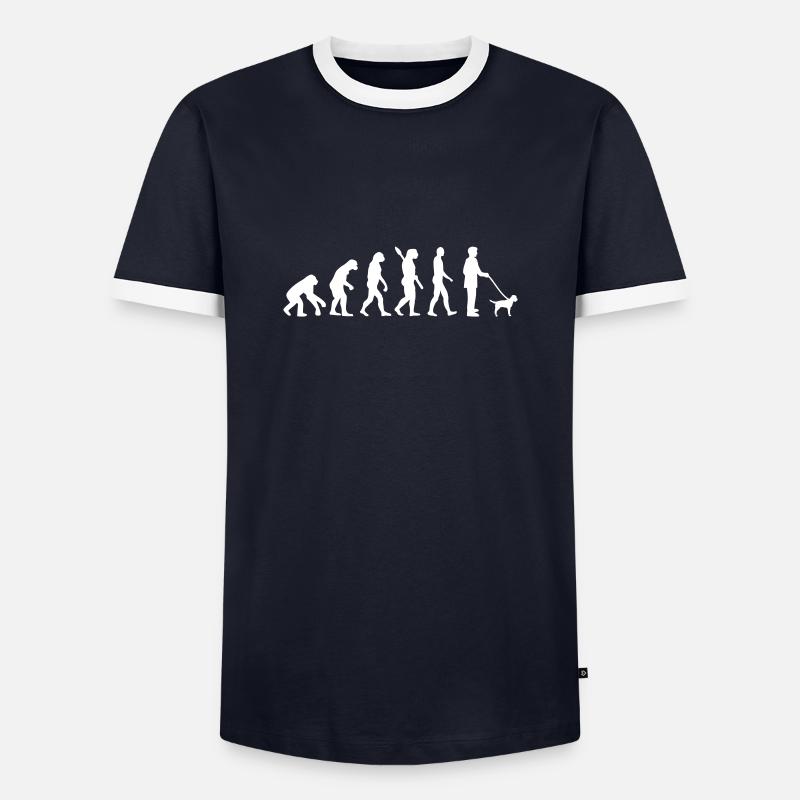 Border Terrier - Men's Ringer Shirt - navy/white 