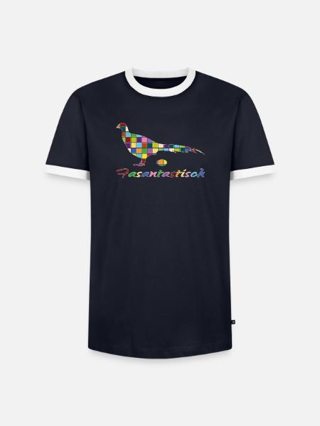 Fasantastisch Mosaik - Männer Kontrast-T-Shirt - Navy/Weiß